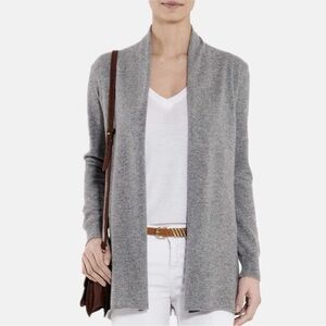 Tahari 100% ply cashmere Light Gray Open-Front Cardigan